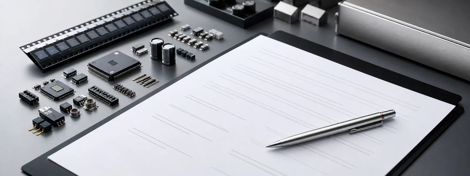 Commercial review documents and electronic components for global sourcing agreements